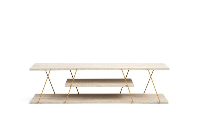 Hanah Home Soporte de TV Canaz - Gold, Travertine Hanah Home Soporte de TV Canaz - Gold, Travertine